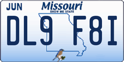 MO license plate DL9F8I