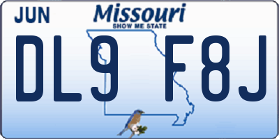 MO license plate DL9F8J