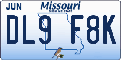 MO license plate DL9F8K