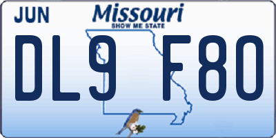 MO license plate DL9F8O