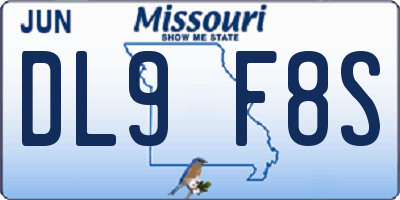 MO license plate DL9F8S