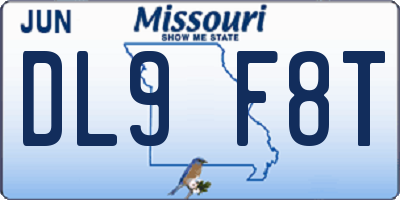 MO license plate DL9F8T