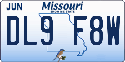 MO license plate DL9F8W