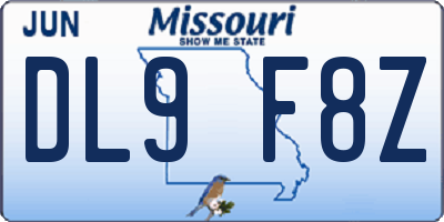 MO license plate DL9F8Z