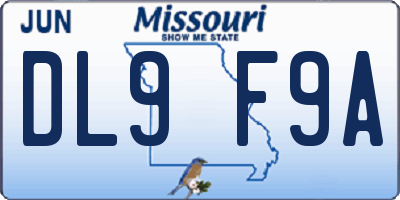 MO license plate DL9F9A