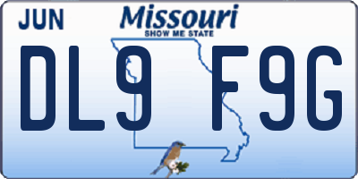 MO license plate DL9F9G