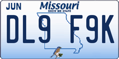 MO license plate DL9F9K