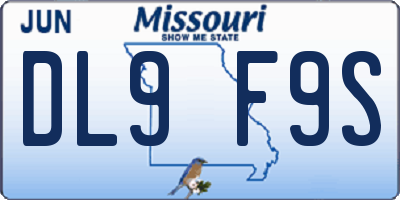 MO license plate DL9F9S