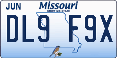 MO license plate DL9F9X