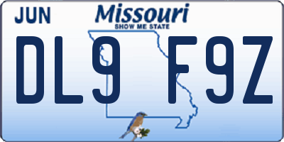 MO license plate DL9F9Z