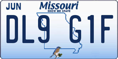 MO license plate DL9G1F