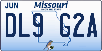 MO license plate DL9G2A