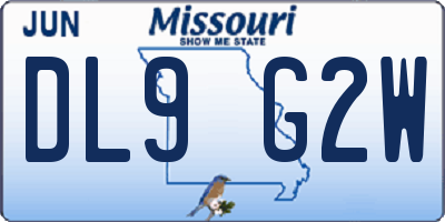 MO license plate DL9G2W