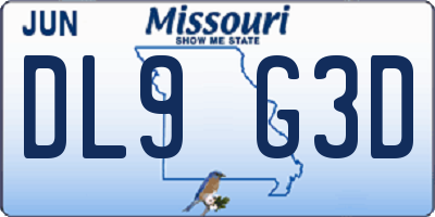 MO license plate DL9G3D