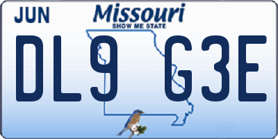 MO license plate DL9G3E