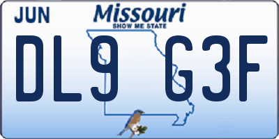 MO license plate DL9G3F