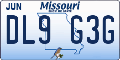 MO license plate DL9G3G