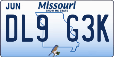 MO license plate DL9G3K