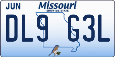 MO license plate DL9G3L