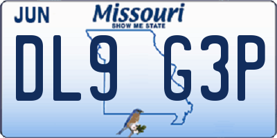 MO license plate DL9G3P