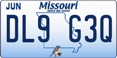 MO license plate DL9G3Q