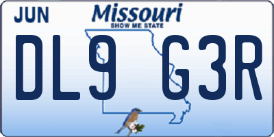MO license plate DL9G3R