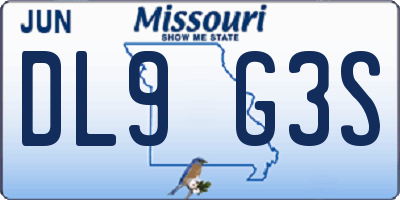 MO license plate DL9G3S