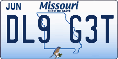 MO license plate DL9G3T