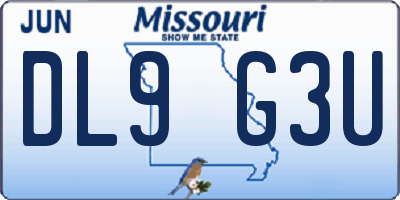 MO license plate DL9G3U