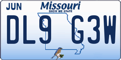 MO license plate DL9G3W