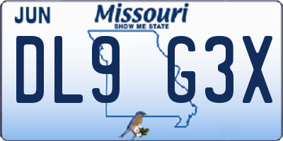 MO license plate DL9G3X