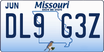 MO license plate DL9G3Z