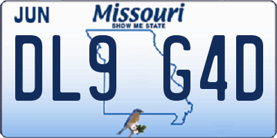 MO license plate DL9G4D