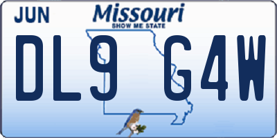 MO license plate DL9G4W