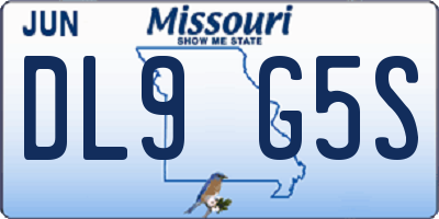 MO license plate DL9G5S