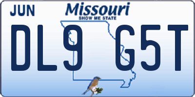 MO license plate DL9G5T