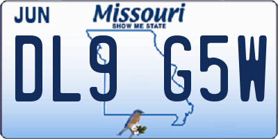 MO license plate DL9G5W