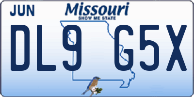 MO license plate DL9G5X