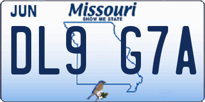 MO license plate DL9G7A