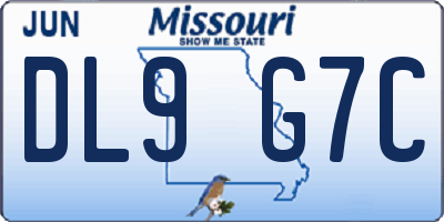 MO license plate DL9G7C
