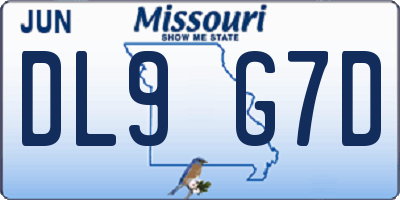 MO license plate DL9G7D