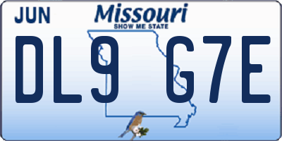MO license plate DL9G7E
