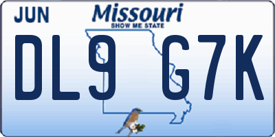 MO license plate DL9G7K
