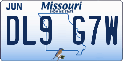 MO license plate DL9G7W