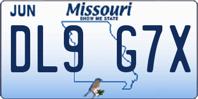 MO license plate DL9G7X