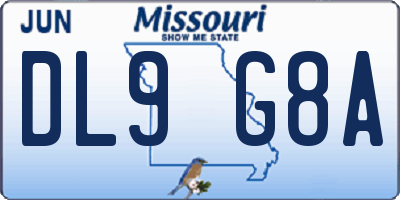 MO license plate DL9G8A