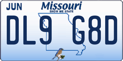 MO license plate DL9G8D