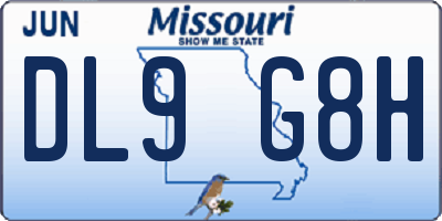 MO license plate DL9G8H