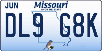 MO license plate DL9G8K