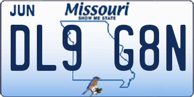 MO license plate DL9G8N